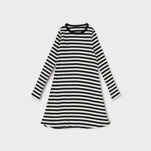 Bee & Dee Kids Cotton Modest Nightgown Stripe Ribbed Black Cream Pajama Dress 5